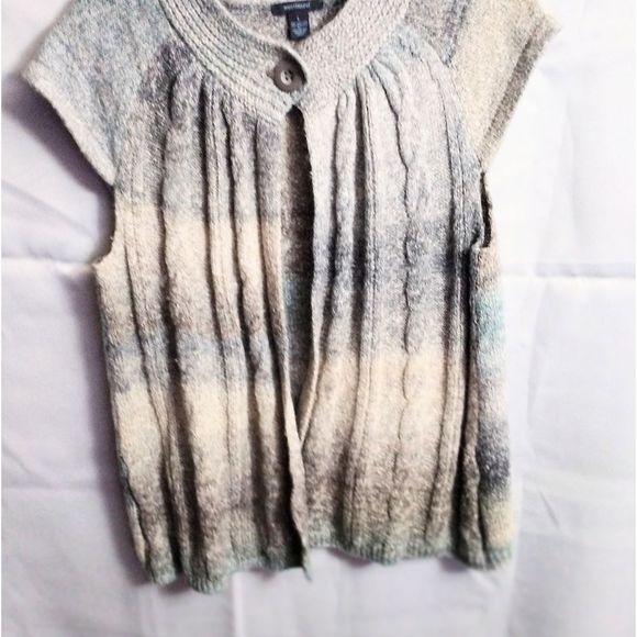 Westbound Women Multi Color Short Sleeve One Button Cardigan Sweater Sz L - Picture 2 of 6